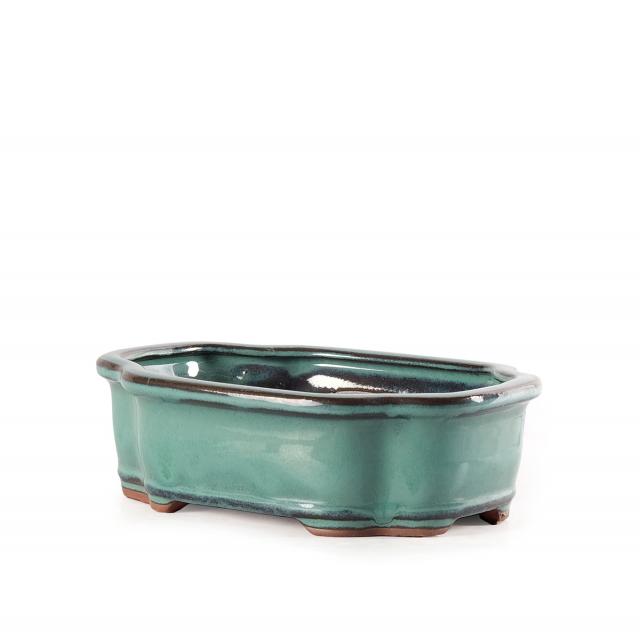 Vaso Per Bonsai Rettangolare Morrisan – Gres Smaltato Azzurro – 11x8,5x4,5 Cm – Con Foro Di Scarico